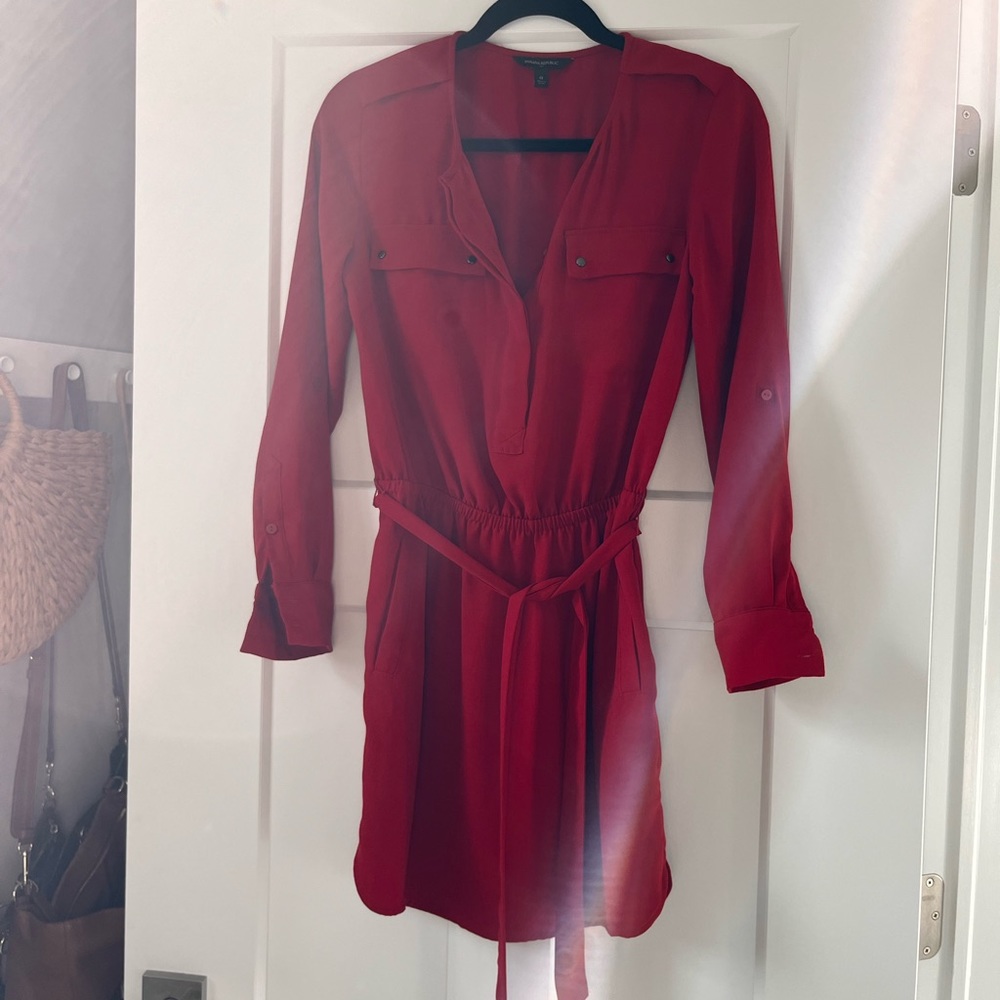 Banana Republic Red Mini Shirt Dress